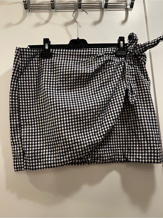 Sezane Dresses & Skirts - Sezane Navy & White Gingham Wrap Mini Skirt
